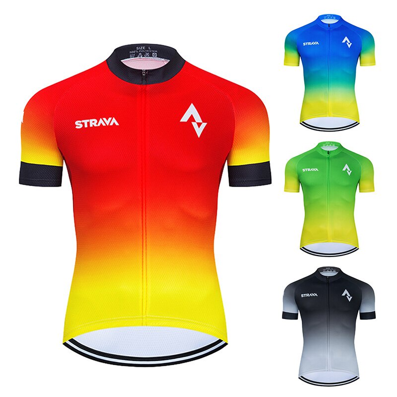 2022 年夏季 Team Strava Cycling Pro Jersey Mtb 自行車服裝自行車穿衣服男士短款