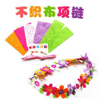 ♡♡Gina雜貨♡♡幼兒園不織布項鍊花母親節勞作手工製作diy花環創意材料包