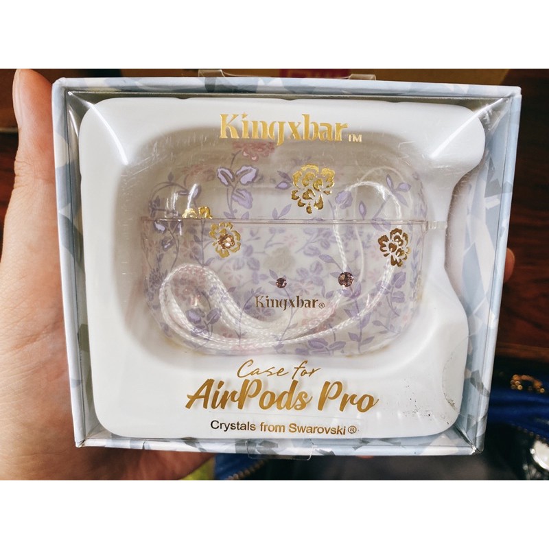 【Kingxbar】絮系列 AirPods Pro 充電盒保護套 施華洛世奇水鑽 無線耳機收納盒 軟套-絮粉紫