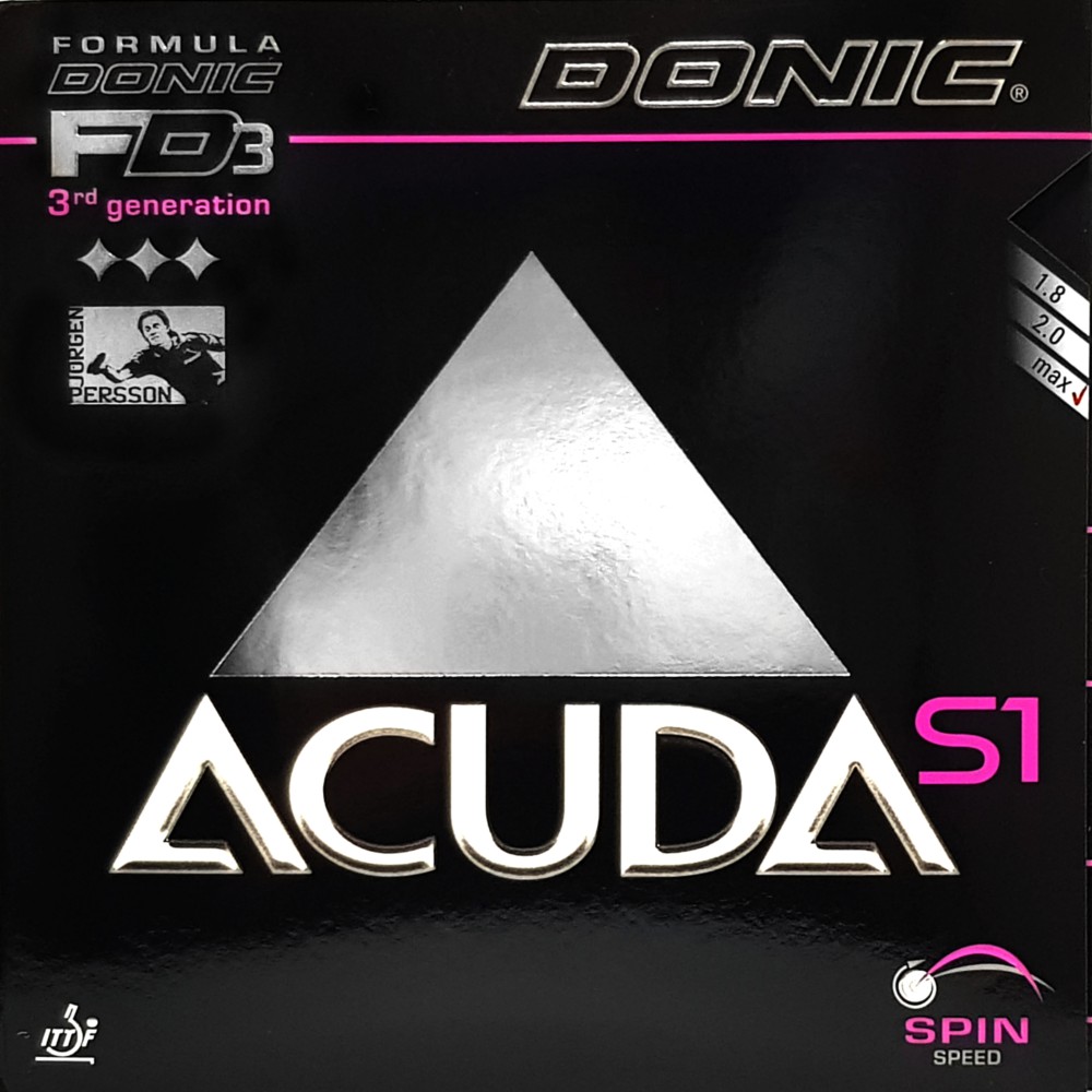 *桌球狂* 桌球膠皮 Donic S1 acuda (黑/紅/2.0/max/硬/澀性) 弧圈/