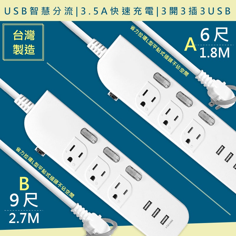 【KINYO】延長線過載保護 3P電源排插座 台灣製造BSMI 獨立開關電源線 自動斷電 USB延長線 插頭轉接器
