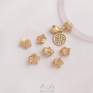 Ala-0209-高保色高品質--保色銅包14K真金色開口彎管diy手鐲手繩套管帶吊連接吊墜夾扣配件