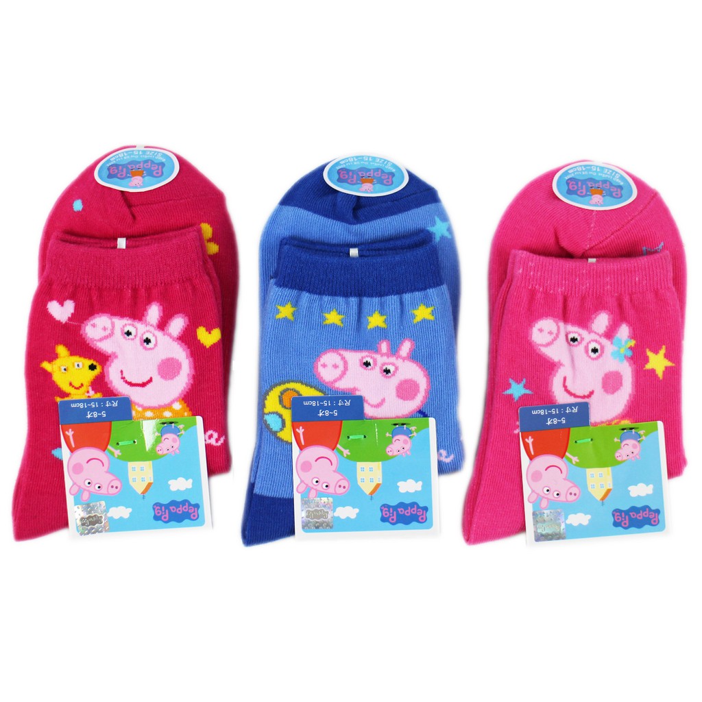 卡漫城 - 佩佩豬 兒童 襪子 3雙組 ㊣版 15-18CM 粉紅 豬小妹 peppa pig 短襪 台灣製 女童 男童
