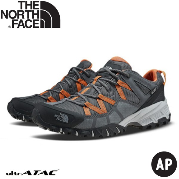 【The North Face 男DryVent防水健行鞋《灰橘》】46CJ/健行鞋/越野鞋/防水鞋/跑步/路/悠遊山水