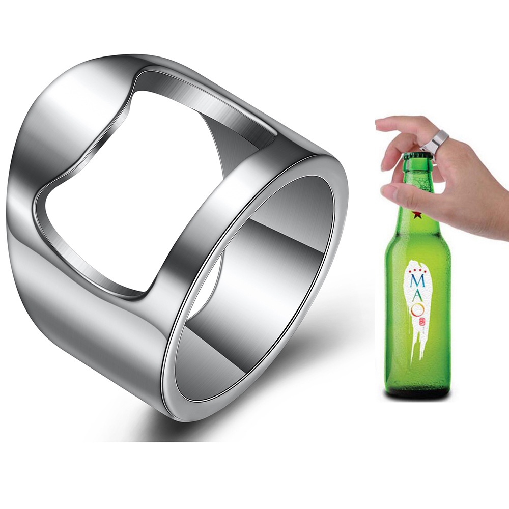 開瓶器戒指不鏽鋼開啤酒瓶戒指開瓶蓋戒指男女個性鈦鋼戒指啟瓶器