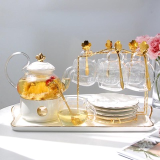 熱賣輕奢英式下午茶具套裝煮水果茶壺加熱歐式下午茶耐熱玻璃花茶杯283