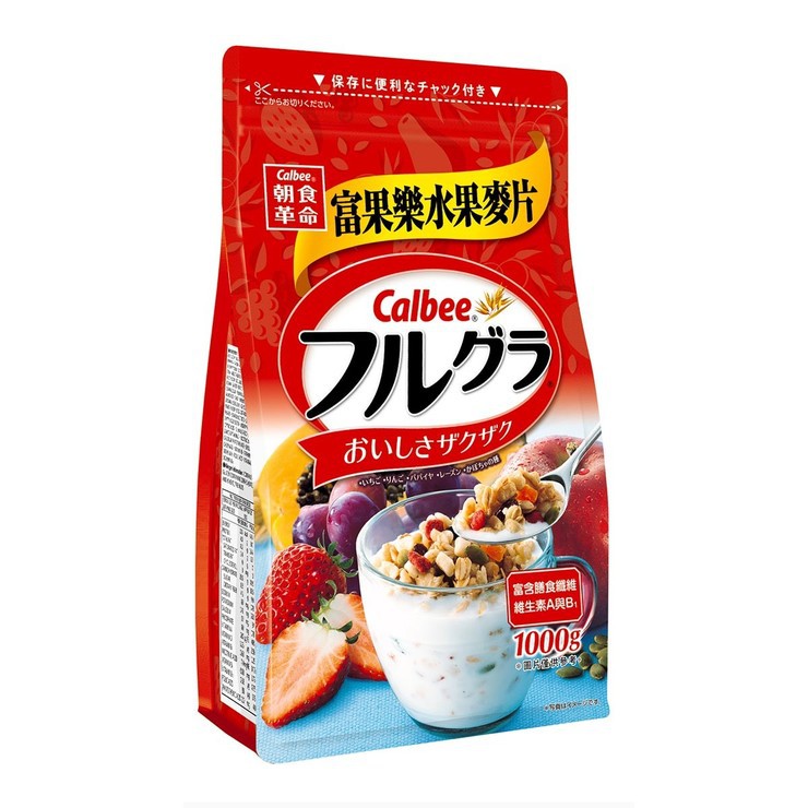 卡樂比 Calbee 富果樂 水果麥片 1000g 日本北海道 燕麥片 牛奶 沙拉 優格 早餐麥片 COSTCO 好市多