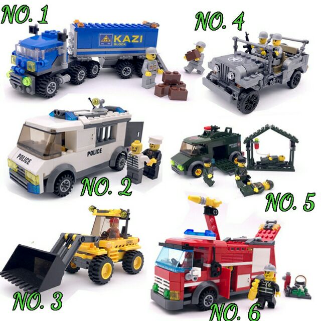 [CampGo]開智 貨車 卡車 工程消防車 兒童益智 拼裝汽車塑料 互動積木 男孩玩具 樂高小顆粒