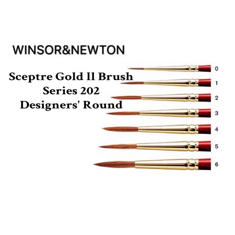 英製 202 WINSOR&amp;NEWTON Scepter Gold II 溫莎牛頓 勾線 半貂 紅桿水彩筆 長尖頭水彩筆