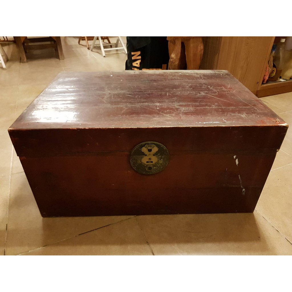 古董箱精品 新生順皮箱號 牛皮 樟木 木箱 只有一個！