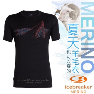 【紐西蘭 Icebreaker】男款 美麗諾羊毛 TECH-LITE 圓領短袖休閒上衣/特價76折/黑_IB104806