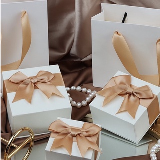 【可客製化】【首飾盒】 法式香檳金質感 蝴蝶結飾品包裝盒 珠寶盒 耳環項鍊禮盒 可定製logo