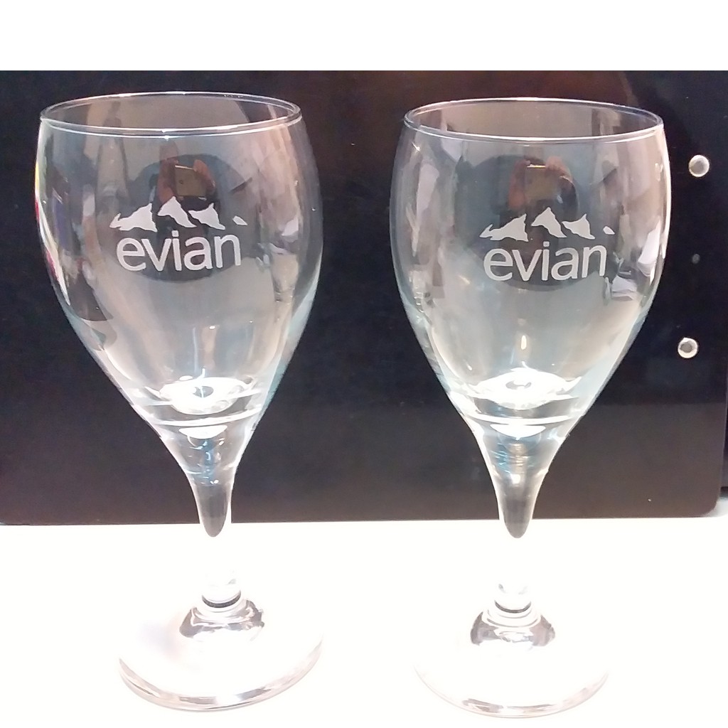 evian礦泉水玻璃杯水杯高腳杯