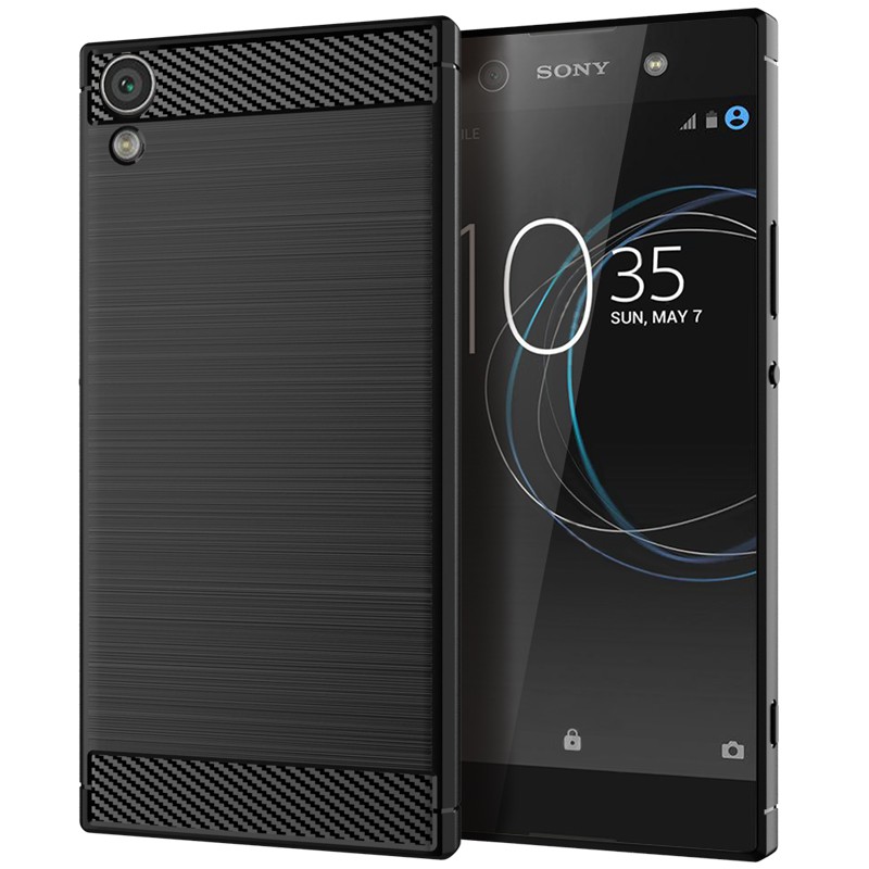 碳纖維矽膠軟手機殼適用於索尼 Xperia XA1 XA2 Plus Ultra 外殼索尼 Xperia XA2 Ult