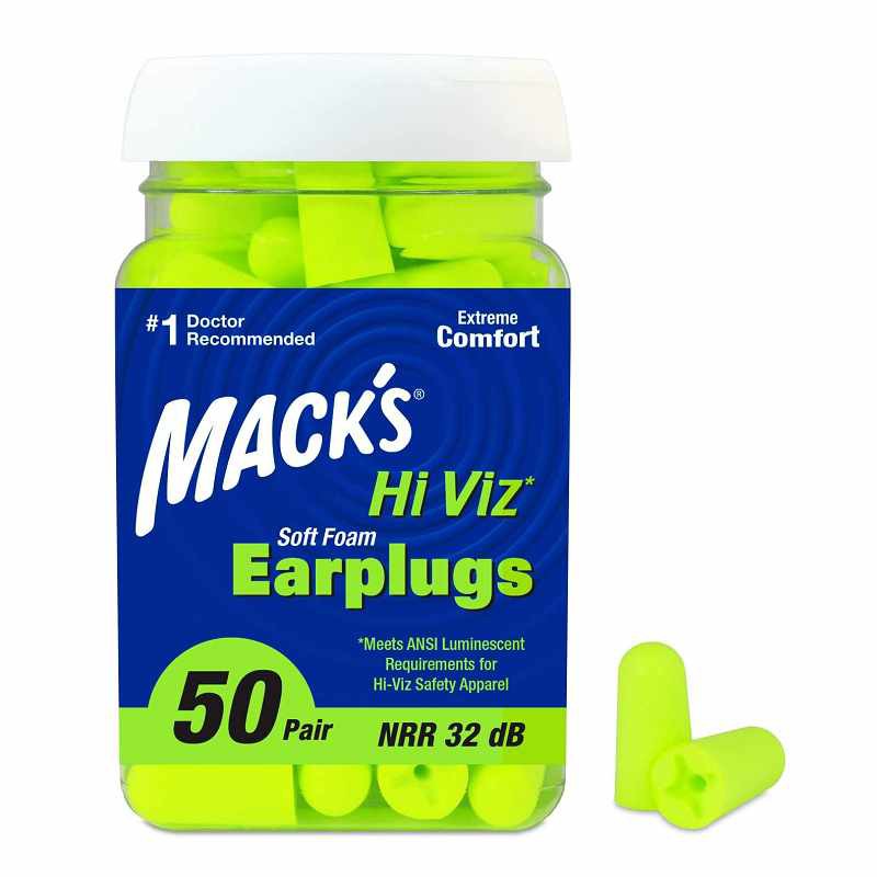 Mack's 螢光色 超軟 耳塞 降32分貝50對 Hi Viz Foam Earplugs macks
