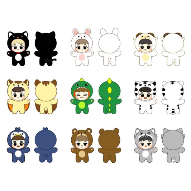 Exo 動物睡衣娃娃張藝興嘟暻琇lay D O 蝦皮購物