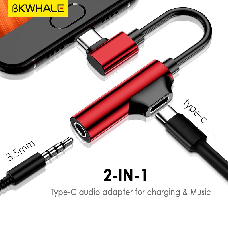 Bkwhale Mini USB C 至 3.5mm 插孔音頻充電 2 合 1 適配器耳機轉換器雙插頭, 用於華為小米轉