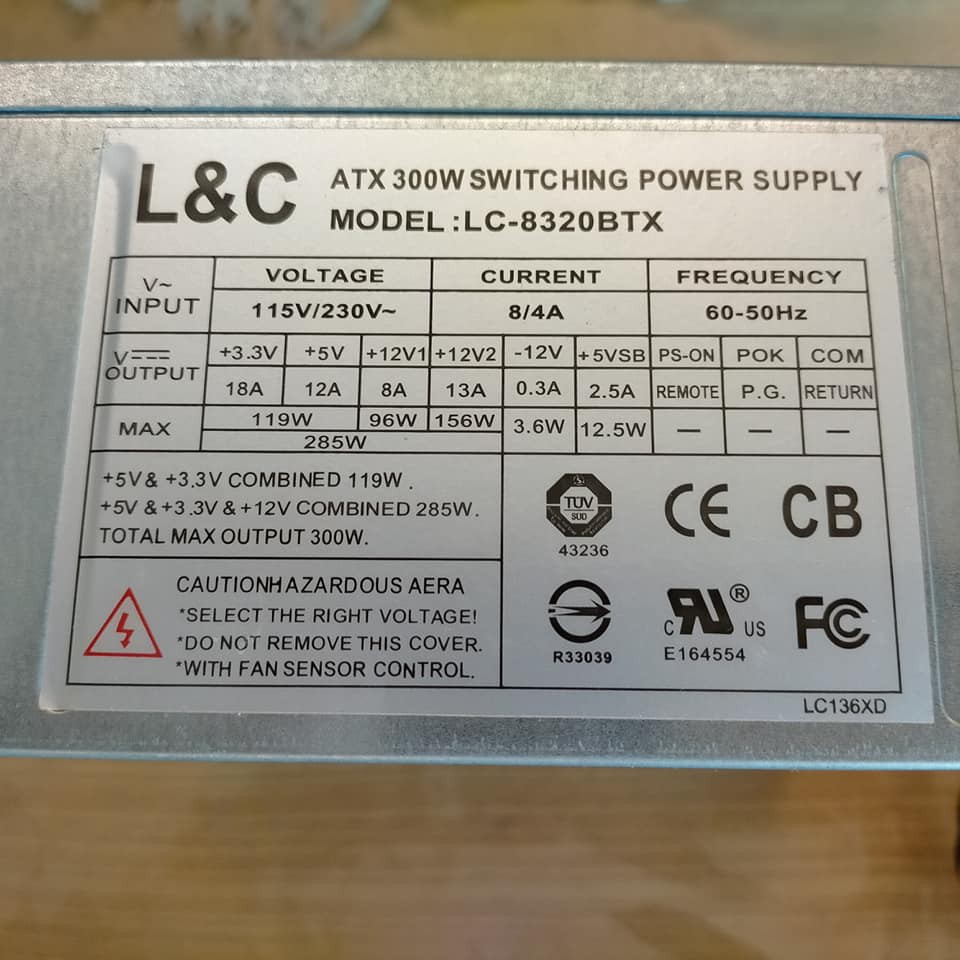 送主機板CPU供電8Pin延長線 L&amp;C ATX 300W SWITCHING POWER SUPPLY 電源供應器
