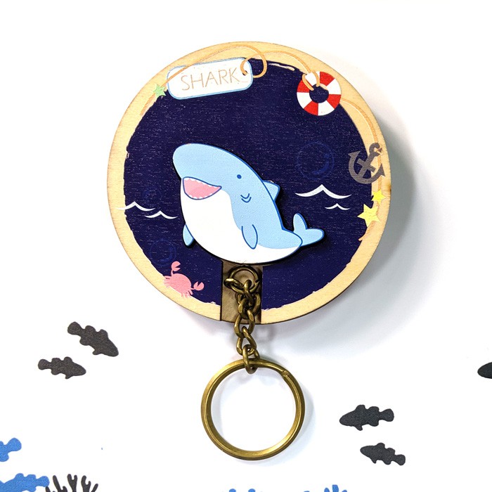 甘丹 原木鑰匙圈【Zakka雜貨網】Key House 水族系列 恐龍 鯊魚 企鵝 鑰匙圈的家 鑰匙圈 送禮 交換禮物