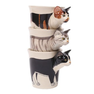 【預購】泰國進口手繪動物馬克杯3D立體陶瓷貓咪杯狗杯情侶杯，動物浮雕馬克杯～適合自用也適合當禮物