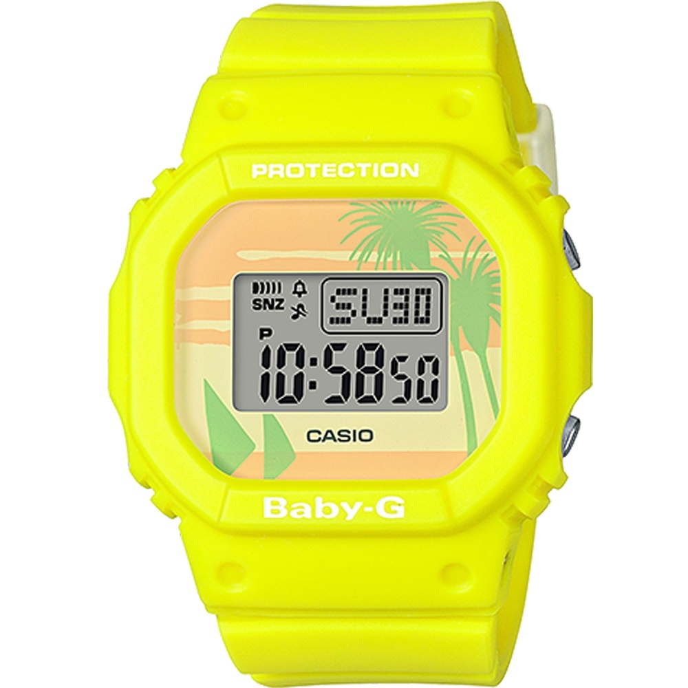 【CASIO】卡西歐 BABY-G 復古夏日海灘風情電子錶-黃 BGD-560BC-9 台灣卡西歐保固一年