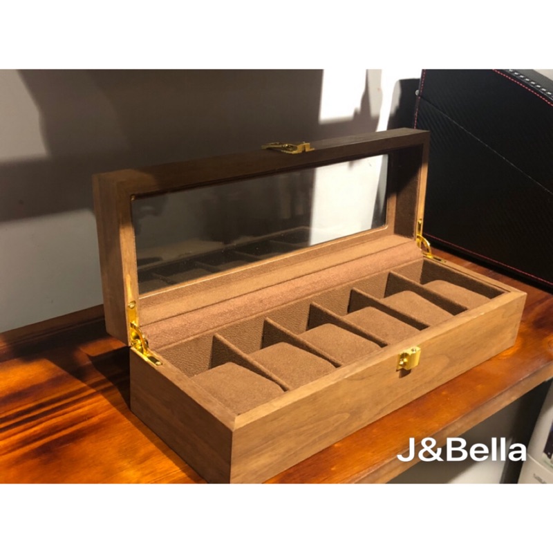 J&amp;Bella 木質6格錶盒 手錶盒 收藏盒 收納盒 展示盒 儲物盒