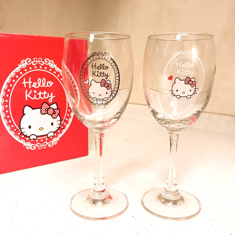 ［全新]Hello Kitty凱蒂貓 三麗鷗Sanrio 玻璃杯 高腳杯 兩入