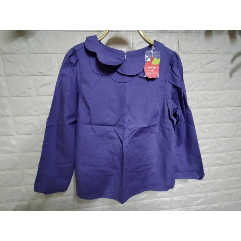 日系Franche Lippee專櫃 薰衣草紫 花邊領寬版襯衫