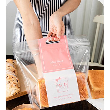 【芳焙】粉色卡通手提吐司夾鏈袋 吐司袋  吐司麵包袋 吐司包裝袋