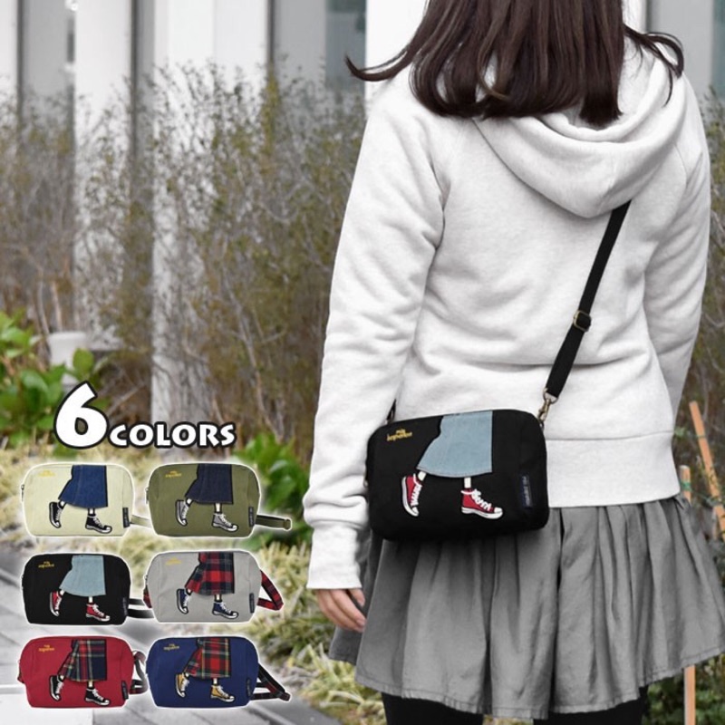 《Amigo朋友禮品》日本 正版 mis zapatos 美腿包 帆布包 斜背包 側背包 化妝包 手機包 手機袋