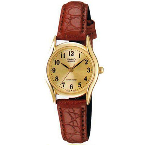 【CASIO】淑女寵物款造型指針真皮錶帶腕錶-數字金面(LTP-1094Q-9B)正版宏崑公司貨