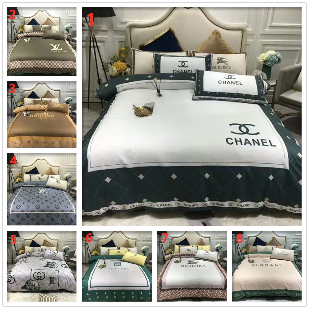 爆款歐美雙人床包 大牌 潮牌 Gucci CHANEL Burberry 凡賽斯 LV 床組床包床套 床單床包被套四件套