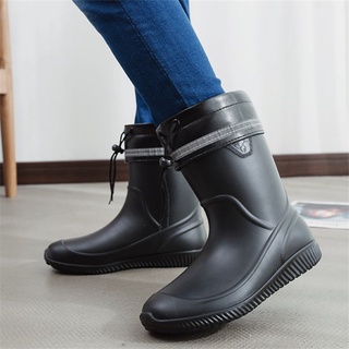 【小貴】新品熱賣 防水雨鞋 時尚耐磨雨鞋✹❀韓版春秋雨鞋男中筒時尚洗車雨靴男釣魚鞋防滑水鞋工作鞋廚房水靴%優