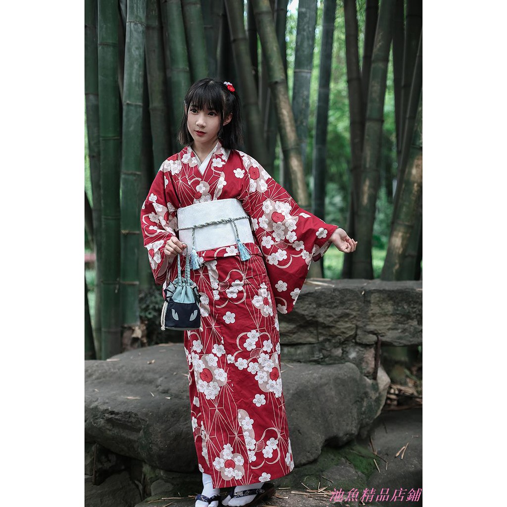 日本和服浴衣女正裝和服單浴衣演出服浴衣日本浴衣長浴衣
