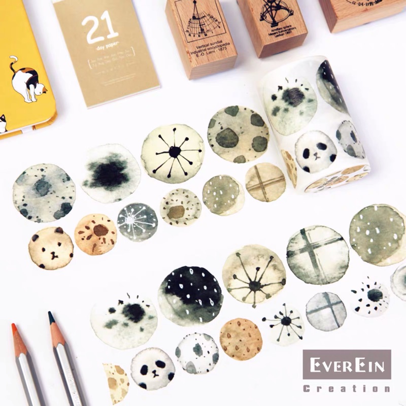 Everein 和紙膠帶 Et180 熊油曲奇 熊貓基礎款圓點背景和紙膠帶 100cm 分裝 蝦皮購物
