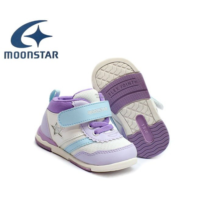 新貨到     日本品牌月星 MOONSTAR CR HI 幼童高筒運動鞋 ( 紫白 MSB959 )