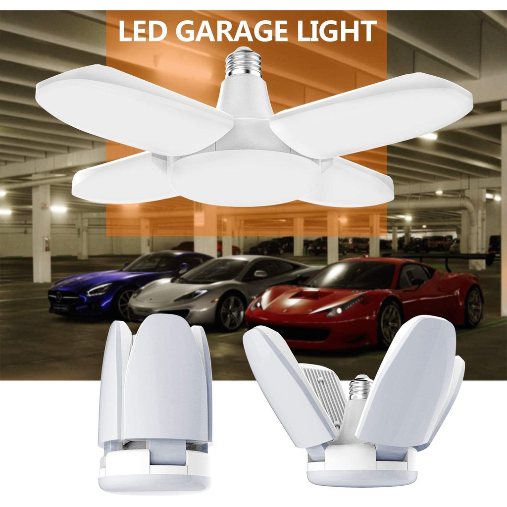 Led車庫燈60w E27 Led商店燈 可變形 帶有4個可調面板 6500k吸頂燈 用於車間 工作台 倉庫 地下室 蝦皮購物