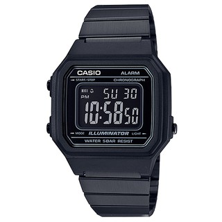 【CASIO】復古文青大顯身手不鏽鋼電子錶-黑(B-650WB-1B)正版宏崑公司貨