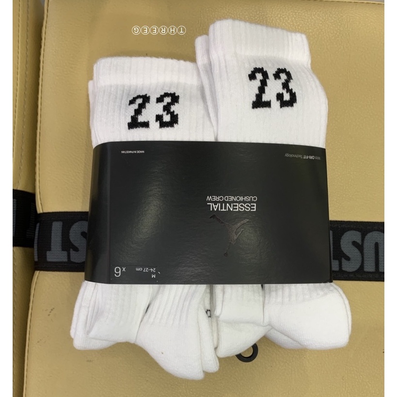 ⓉⒽⓇⒺⒺⒼ🔥NIKE JORDAN ESSENTIALS 長襪 運動襪 六雙一組 棉質 白色 DH4287-100