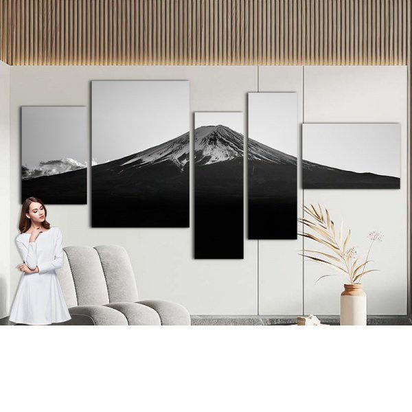◤裝飾畫熱銷◢客廳富士山掛畫黑白工業風簡約沙發背景墻裝飾畫酒吧臥室床頭壁畫 Dc9z