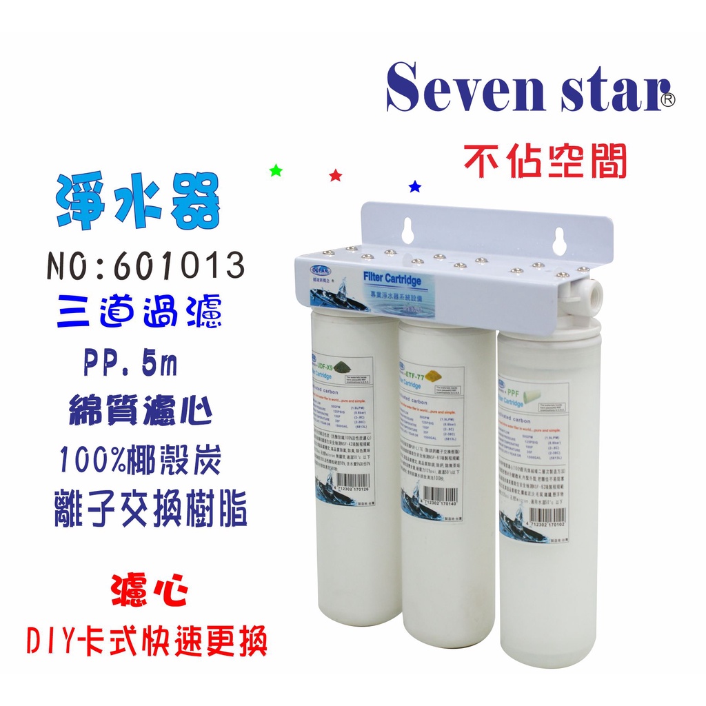 淨水器卡式三管過濾器    卡式 快拆 DIY 濾心 淨水器 濾心 貨號 601013    Seven star淨水網