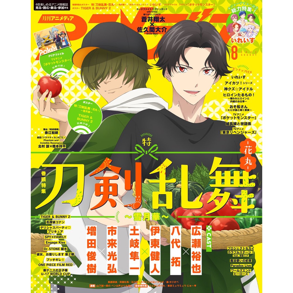 [TP小屋] (全新現貨特價) 日文雜誌 Animedia 2022年8月 精靈寶可夢 刀劍亂舞 花丸 TIGER