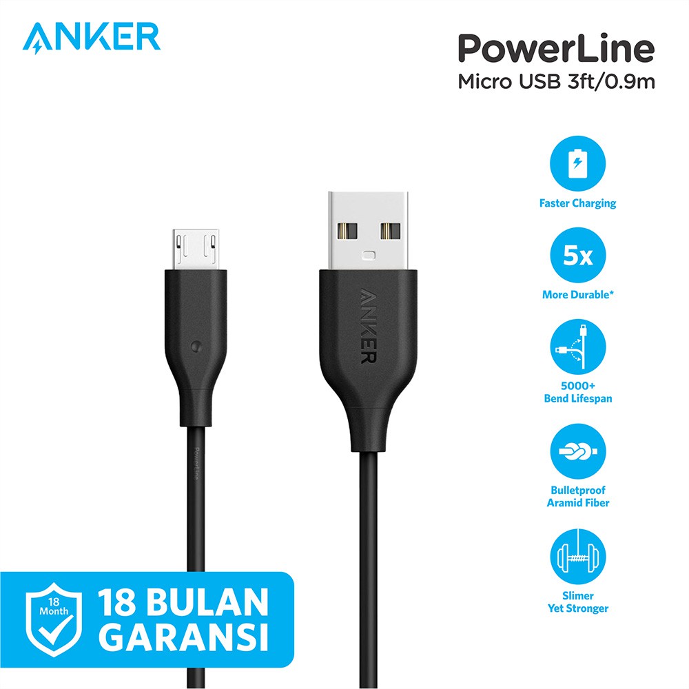 Anker PowerLine 微型 3 英尺 0.9 米 A8132。 充電線