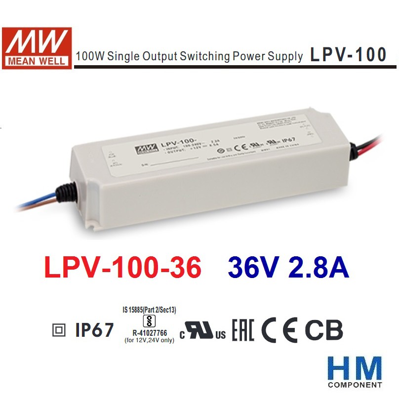 明緯 MW (MEANWELL) LED 電源供應器 LPV-100-36 36V 2.8A IP67~HM工業自動化