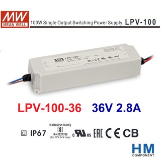 明緯 MW (MEANWELL) LED 電源供應器 LPV-100-36 36V 2.8A IP67~HM工業自動化