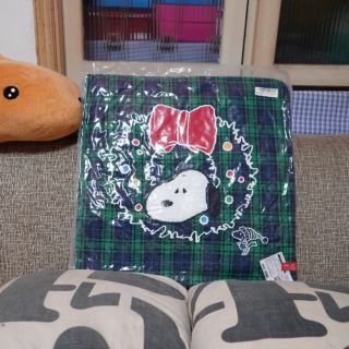 【胖麻糬】史努比 snoopy 聖誕花圈方型抱枕 抓樂霸 toreba 現貨