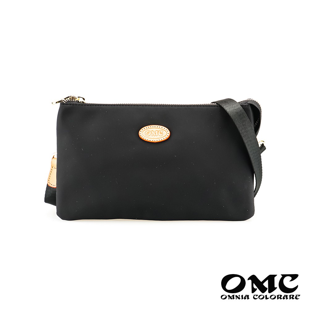 【OMC】休閒三層式小包手拿包斜背包-黑色