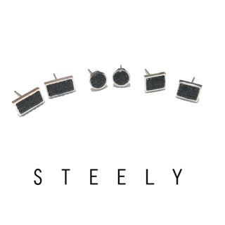 STEELY SHOP 💎簡約 時尚 滿鑽 鑽石 鋯石耳環 圓形 水鑽 不鏽鋼 抗敏 耳針 316L 魚子醬