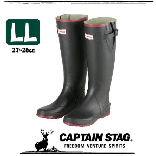 【CAPTAIN STAG 日本 鹿牌 雨鞋 LL《黑》】UX-652/防水雨鞋/安全雨靴/健行/農事/悠遊山水
