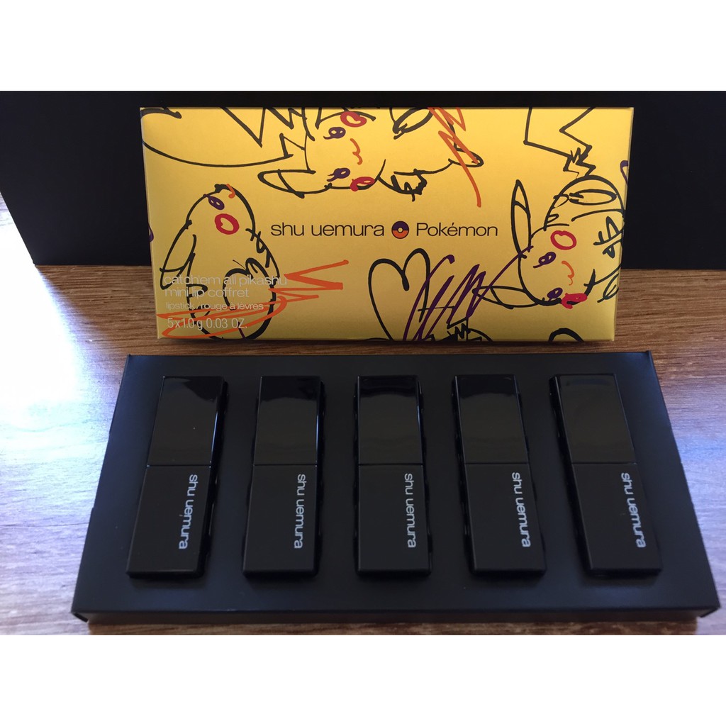 Beautiful Shu Uemura 植村秀pokemon 限量聯名彩妝皮卡秀迷你唇膏組 5色 蝦皮購物